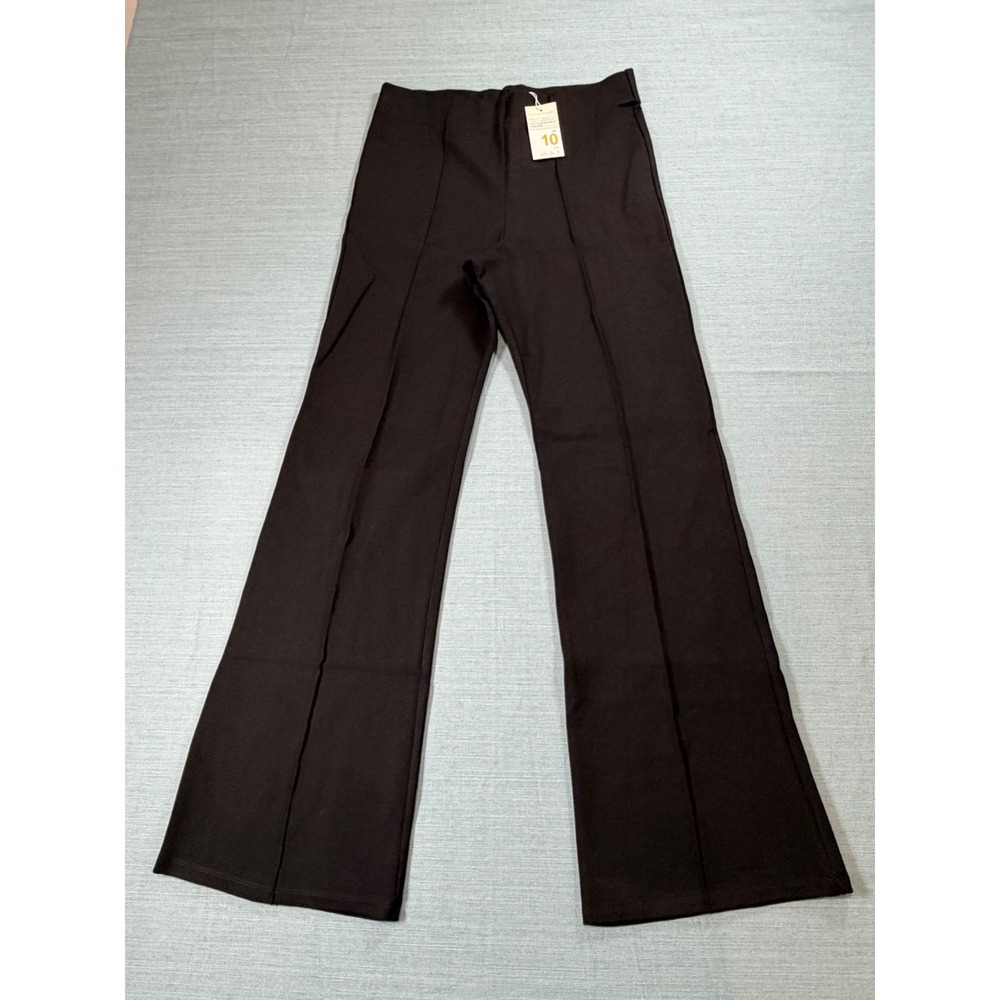 Primark Cares Womens Black Flare Leg Trousers High Waist Stitched Crease Size 10